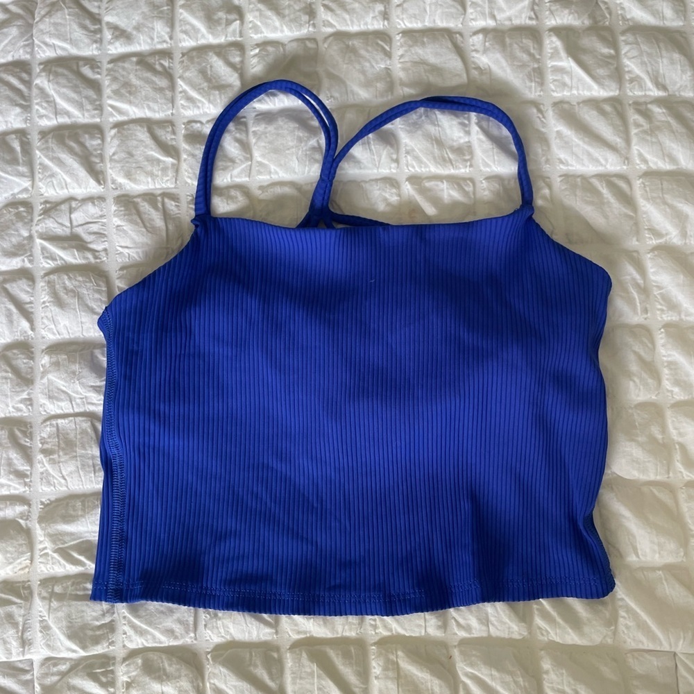 Carbon38 Blue Ribbed Sports Bra